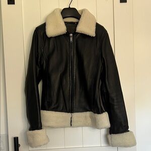 Thursday Boot Company Black and Cream Leather Jacket
